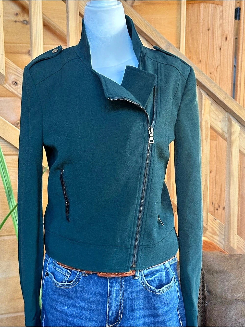 BCBGMAXAZRIA Women's  Moto Jacket Size Small in Jewel Green